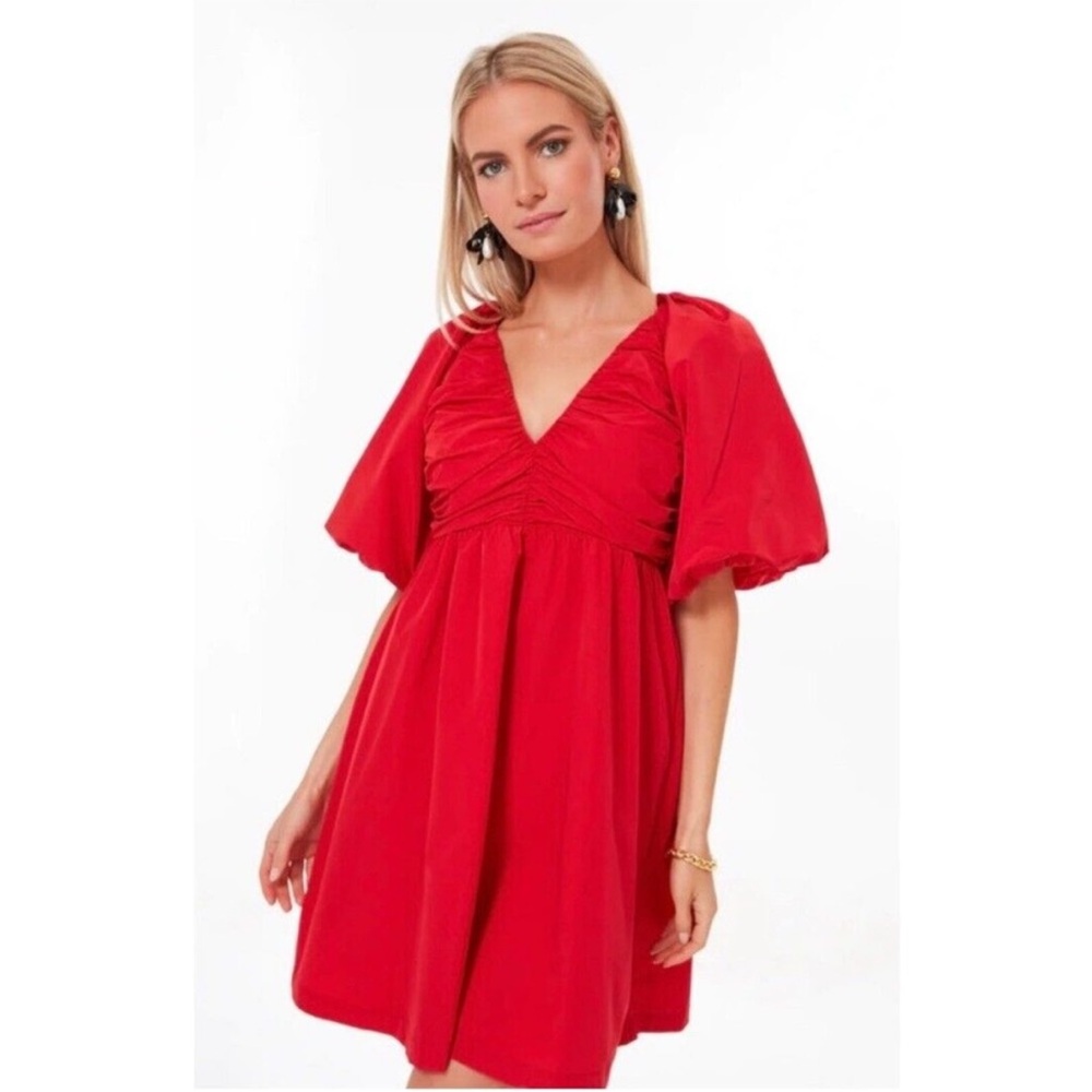 Hyacinth House bubble sleeve red dress -S